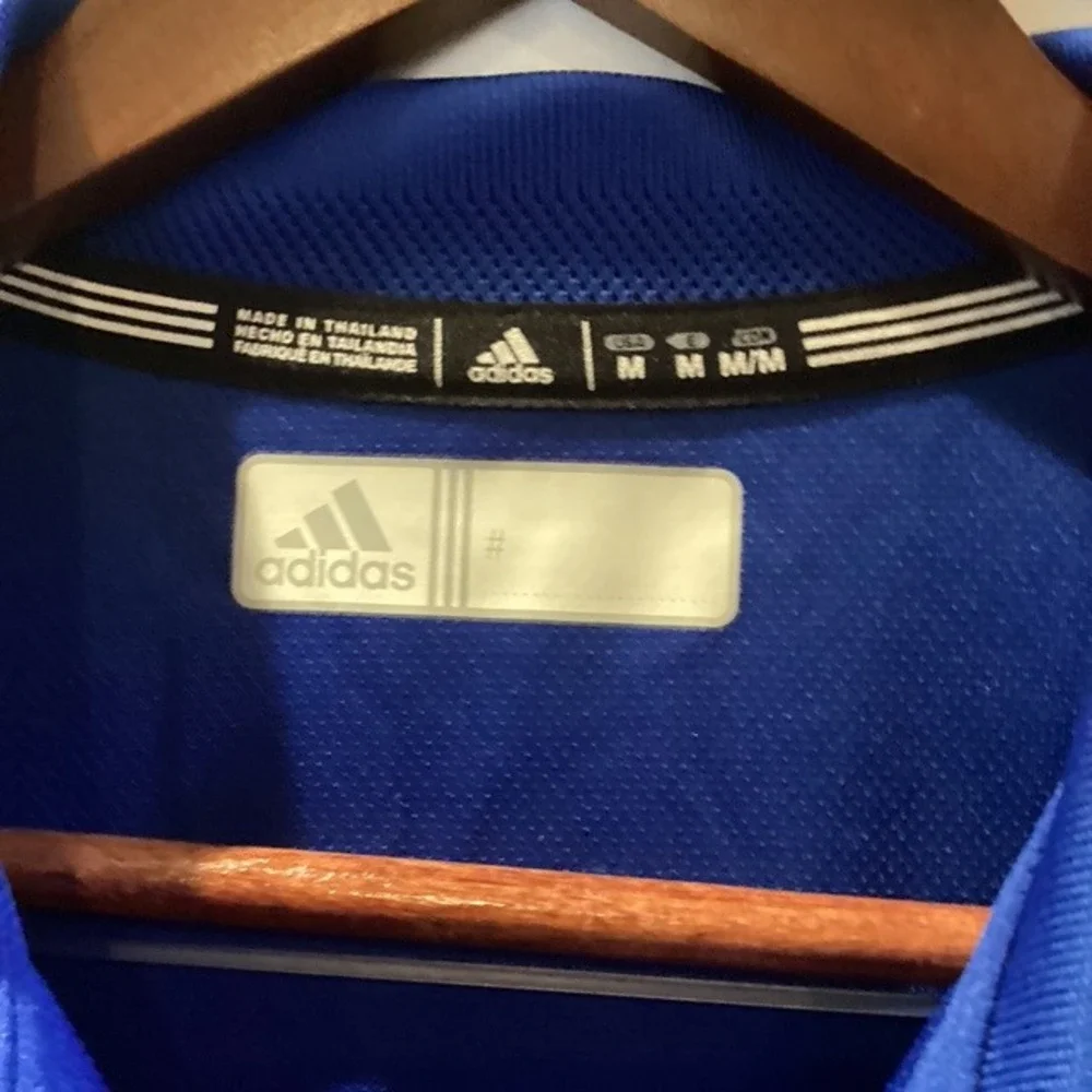 Adidas Polo Shirt Unisex Collegiate Royal Blue Short Sleeve M Snap Closure NWT‎